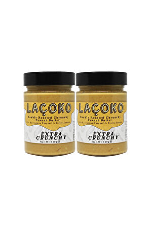 LAÇOKO 640 Gram Şekersiz, Katkısız, Glutensiz, Vegan, Doğal Çifte Kavrulmuş Parçacıklı Extra Crunchy Yer Fıstığı Ezmesi (640 Gram) 