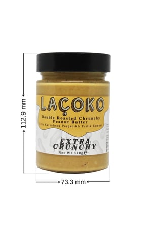 LAÇOKO 960 Gram Şekersiz, Katkısız, Glutensiz, Vegan, Doğal Çifte Kavrulmuş Parçacıklı Extra Crunchy Yer Fıstığı Ezmesi (960 Gram) 