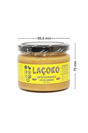 LAÇOKO 275 Gram Şekersiz, Katkısız, Glutensiz, Vegan, Doğal Çifte Kavrulmuş Yer Fıstığı Ezmesi (275 Gram)