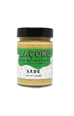 LAÇOKO 320 Gram Şekersiz, Katkısız, Glutensiz, Vegan, Doğal Sade Fındık Ezmesi