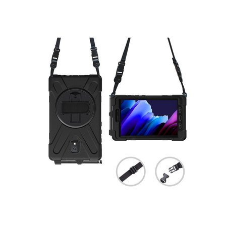 Fuchsia Galaxy Tab Active 3 T577 Uyumlu Tam Koruma Defender  Askılı 360° Dönebilir Standlı Zırh Tablet Kılıfı  