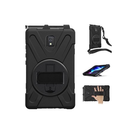 Fuchsia Galaxy Tab Active 3 T577 Uyumlu Tam Koruma Defender  Askılı 360° Dönebilir Standlı Zırh Tablet Kılıfı  