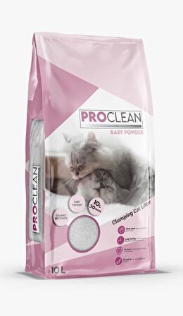 ProClean Bebek Pudrası Kedi Kumu 10 Lt Kalın Tane