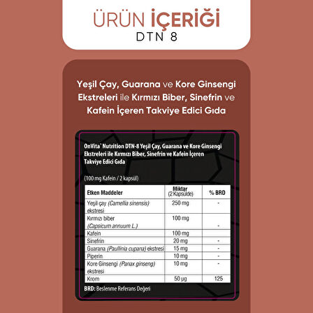 Dtn 8 Yeşil Çay, Guarana ve Kore Ginsengiekstreleri Ile Kırmızı Biber, Sinefrin ve Kafein 8683148630814