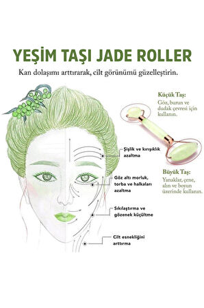 Jiyu Yeşim Taşı Roler Yüz Masaj Aleti Doğal Yeşim Taşı Jade Roller Cilt Sıkılaştırıcı ve Yenileyici