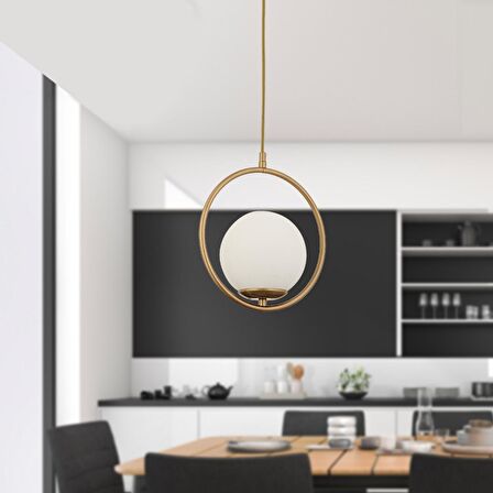 Luis Tekli Eskitme Sarkıt Beyaz Camlı Modern Sarkıt Mutfak Salon Sarkıt Avize 