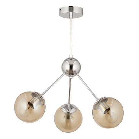 Meyo 3Lü Krom Bal Camlı Modern Genç Odası Yatak Odası Salon Avize 