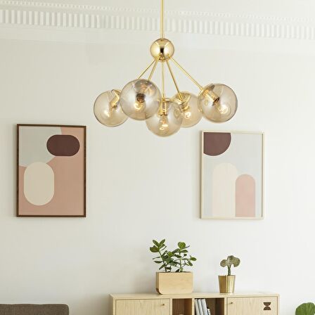 Meyo 5Li Gold Bal Camlı Modern Genç Odası Yatak Odası Salon Avize 