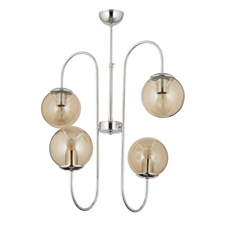 Sosa 4Lü Krom Bal Camlı Modern Genç Odası Cafe Restoran için Uygun Salon Avize 
