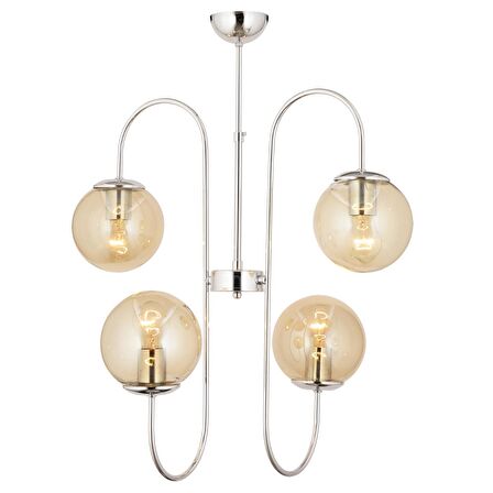 Sosa 4Lü Krom Bal Camlı Modern Genç Odası Cafe Restoran için Uygun Salon Avize 