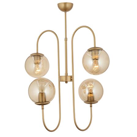 Sosa 4Lü Eskitme Boyalı Bal Camlı Modern Genç Odası Cafe Restoran için Uygun Salon Avize 