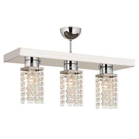 Peter 3Lü Sıralı Krom  Kristalli, Taşlı Modern Tasarım Kristal Salon Avize