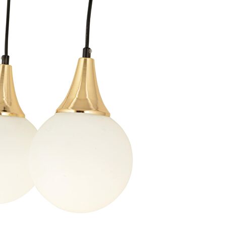 Damla 2Li Sıralı Siyah-Gold Beyaz Sarkıt Camlı Modern Genç Odası MutfakSalon Avize 