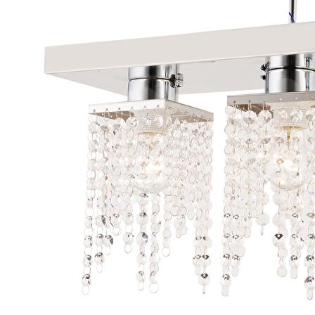 Nikola 3Lü Krom Kristalli Taşlı Modern Tasarım Kristal Salon Avize
