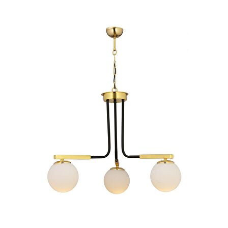 Akkor 3Lü Siyah Gold Modern Oturma Odası Yatak odası Salon Avize 