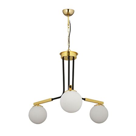 Akkor 3Lü Siyah Gold Modern Oturma Odası Yatak odası Salon Avize 