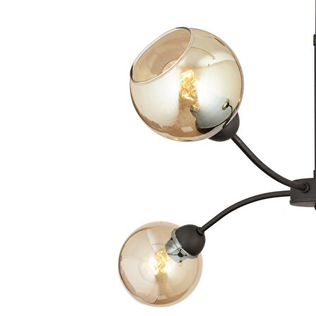 Ecvet 6Lı Siyah Modern Oturma Odası Yatak odası Retro Salon Avize 