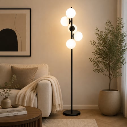 Uzel 5Li Siyah Modern Tasarım Metal Lambader