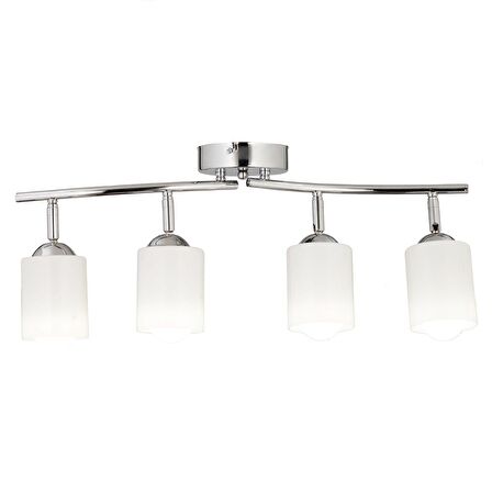 Riley 4Lü Krom Spot Bardak Camlı Modern Koridor Mutfak Salon Plafonyer Avize