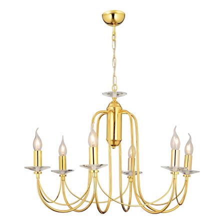 Colmar 6Lı Gold Kaplamalı Modern Yatak odası Salon Avize 