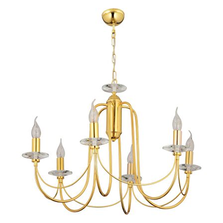 Colmar 6Lı Gold Kaplamalı Modern Yatak odası Salon Avize 