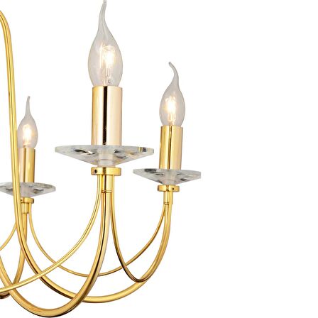 Colmar 6Lı Gold Kaplamalı Modern Yatak odası Salon Avize 