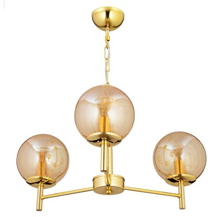 Minar 3Lü Gold Kaplama Modern Yatak odası Salon Avize 