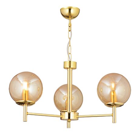 Minar 3Lü Gold Kaplama Modern Yatak odası Salon Avize 