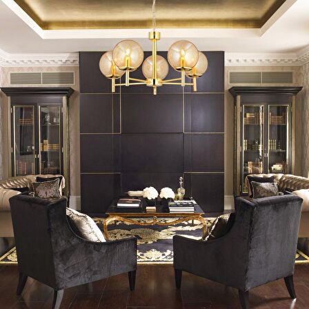Minar 5Li Gold Kaplama Modern Yatak odası Salon Avize 
