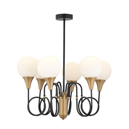 Temari 6Lı Siyah Eskitme Modern Sarkıt Yatak odası Retro Salon Avize 