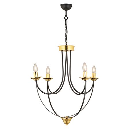 Obito 4Lü Siyah Gold Modern Sarkıt Yatak odası Retro Salon Avize 