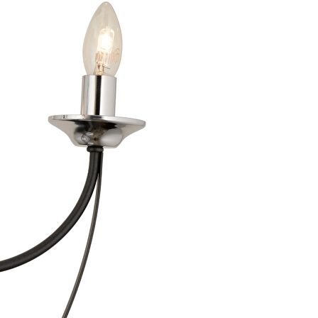Obito 6Lı Siyah Krom Modern Sarkıt Yatak odası Retro Salon Avize 