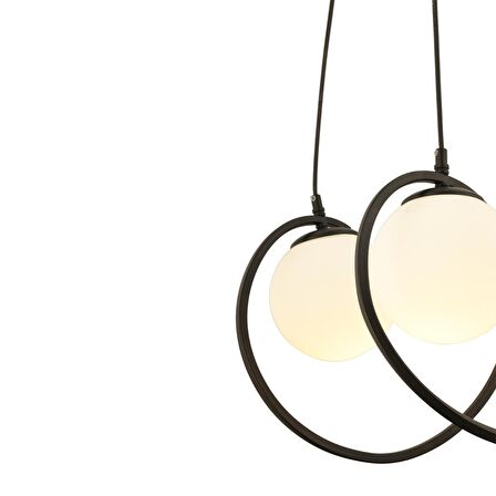 Jarry 3Lü Beyaz Camlı Siyah Modern Tasarım Yemek Masası Üstü Salon Avize
