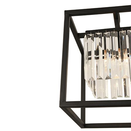 Belemir Siyah Kristalli, Taşlı Modern Tasarım Kristal Salon Avize