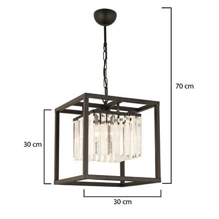 Belemir Siyah Kristalli, Taşlı Modern Tasarım Kristal Salon Avize
