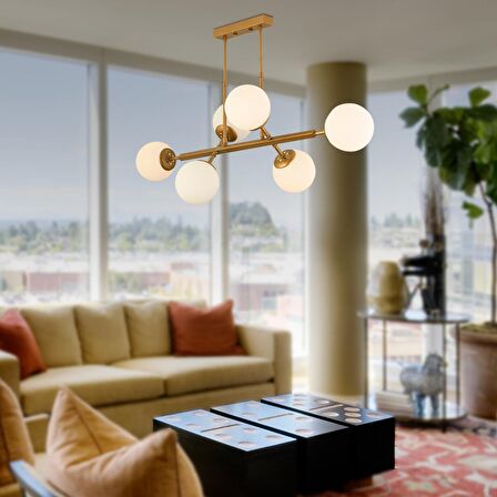 Nazar 6Lı Eskitme Modern Tasarım Yemek Odası, Yatak Odası Salon Avize