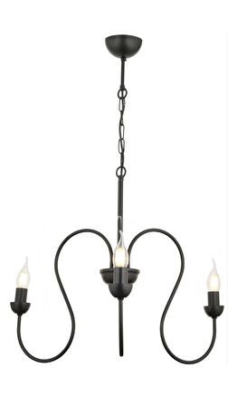 Flor 3lü Yuvarlak Siyah Modern Sarkıt Genç Odası Yatak odası Retro Salon Avize 