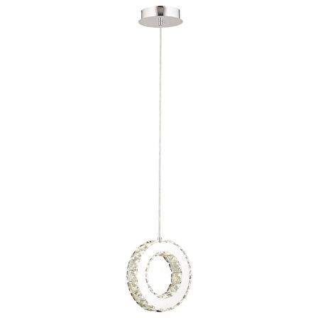 Akanay Tekli Krom Ledli 3 Renkli Sarkıt Kristalli Taşlı Modern Tasarım Led Kristal  Salon Avize