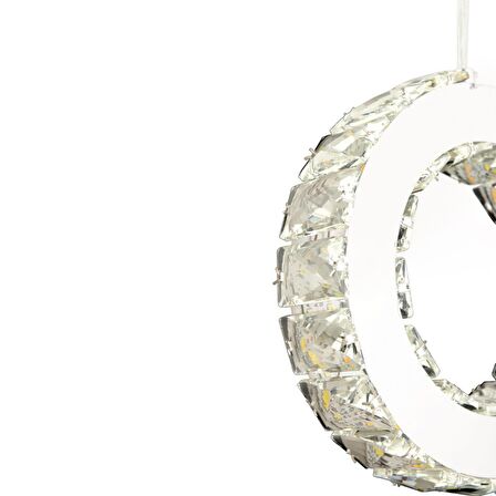 Akanay Tekli Krom Ledli 3 Renkli Sarkıt Kristalli Taşlı Modern Tasarım Led Kristal  Salon Avize