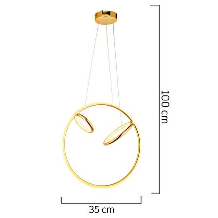 Acosta Gold Sarkıt 44 Watt Sarkıt 3 Renkli Ledli Modern Mutfak Banyo Led Salon Sarkıt Avize