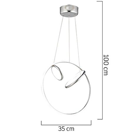 Acosta Krom Sarkıt 44 Watt Sarkıt 3 Renkli Ledli Modern Mutfak Banyo Led Salon Sarkıt Avize