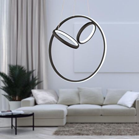 Acosta Siyah Sarkıt 44 Watt Sarkıt 3 Renkli Ledli Modern Mutfak Banyo Led Salon Sarkıt Avize
