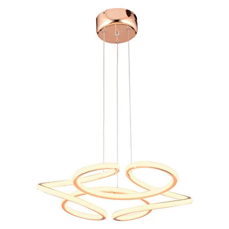 Aldo Rose Gold Sarkıt 140 Watt Sarkıt 3 Renkli Ledli Modern Mutfak Banyo Led Salon Sarkıt Avize