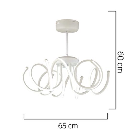 Alkent Beyaz Sarkıt 120 Watt Sarkıt 3 Renkli Ledli Modern Mutfak Banyo Led Salon Sarkıt Avize
