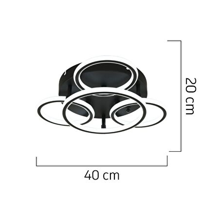 Dalia Siyah 114 Watt 3 Renkli Ledli Modern Mutfak Banyo Led Salon Plafonyer  Avize