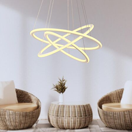 Lingo Beyaz Sarkıt 90 Watt Sarkıt 3 Renkli Ledli Modern Mutfak Banyo Led Salon Sarkıt Avize