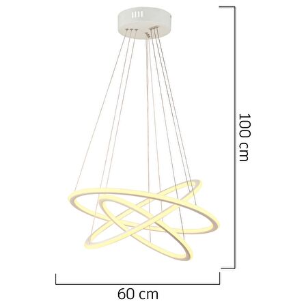 Lingo Beyaz Sarkıt 90 Watt Sarkıt 3 Renkli Ledli Modern Mutfak Banyo Led Salon Sarkıt Avize