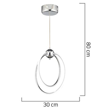 Lucca 2li Krom Sarkıt 40 Watt Sarkıt 3 Renkli Ledli Modern Mutfak Banyo Led Salon Sarkıt Avize