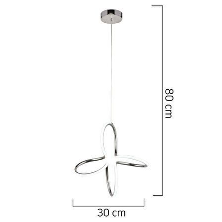 Lucetta Krom Sarkıt 48 Watt Sarkıt 3 Renkli Ledli Modern Mutfak Banyo Led Salon Sarkıt Avize