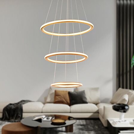 Nordic Gold Sarkıt 96 Watt Sarkıt 3 Renkli Ledli Modern Mutfak Banyo Led Salon Sarkıt Avize